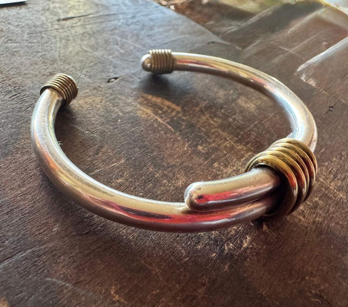 Vintage Cuff -Taxco Sterling Silver and Brass Cuff