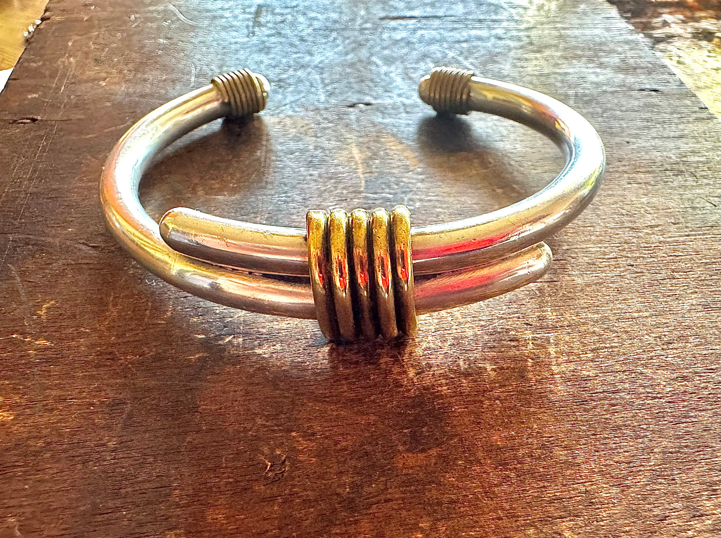 Vintage Cuff -Taxco Sterling Silver and Brass Cuff