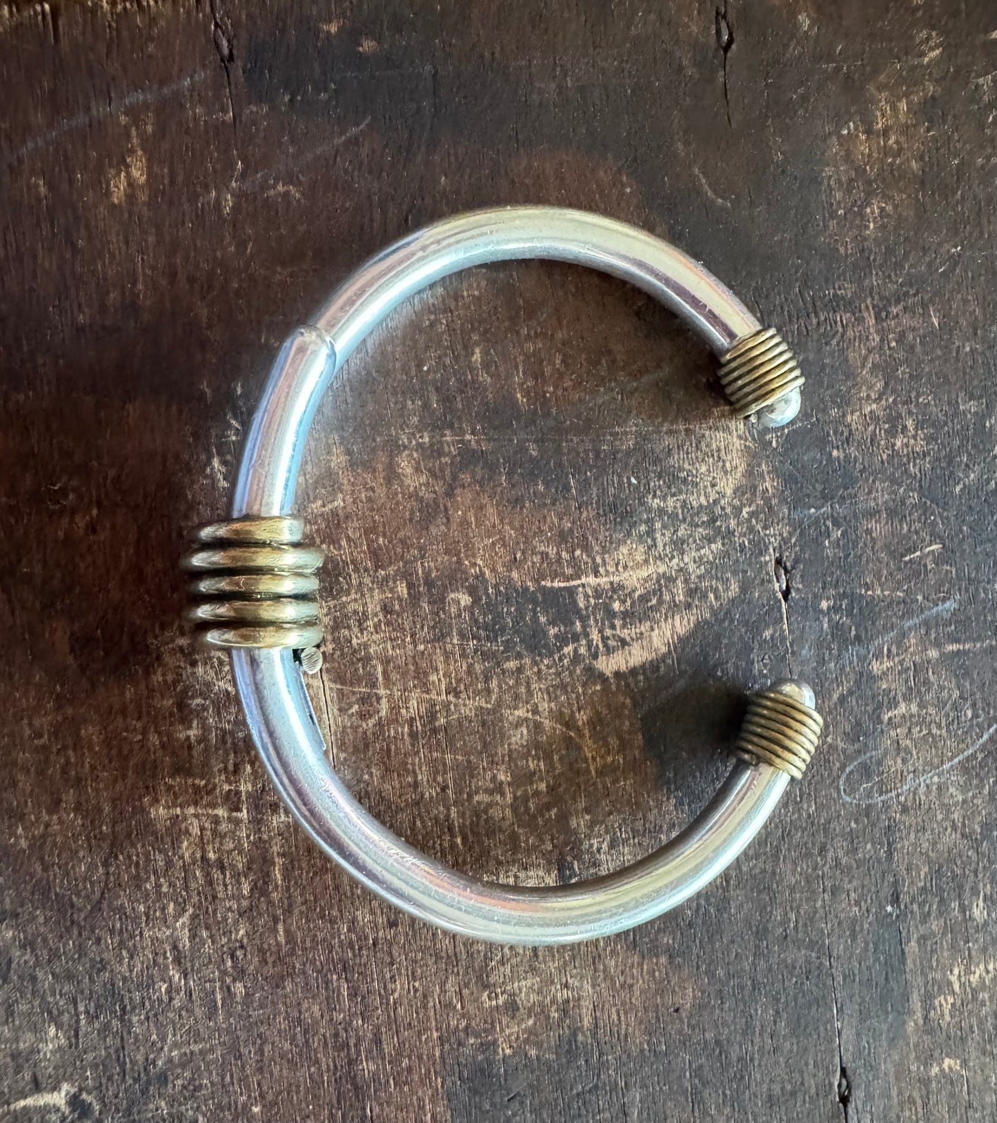 Vintage Cuff -Taxco Sterling Silver and Brass Cuff