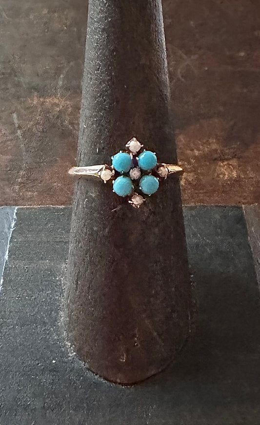 Victorian Turquoise and Pearl Ring