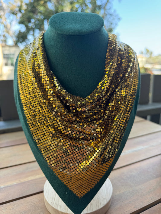 Vintage Whiting and Davis Gold Tone Mesh Necklace